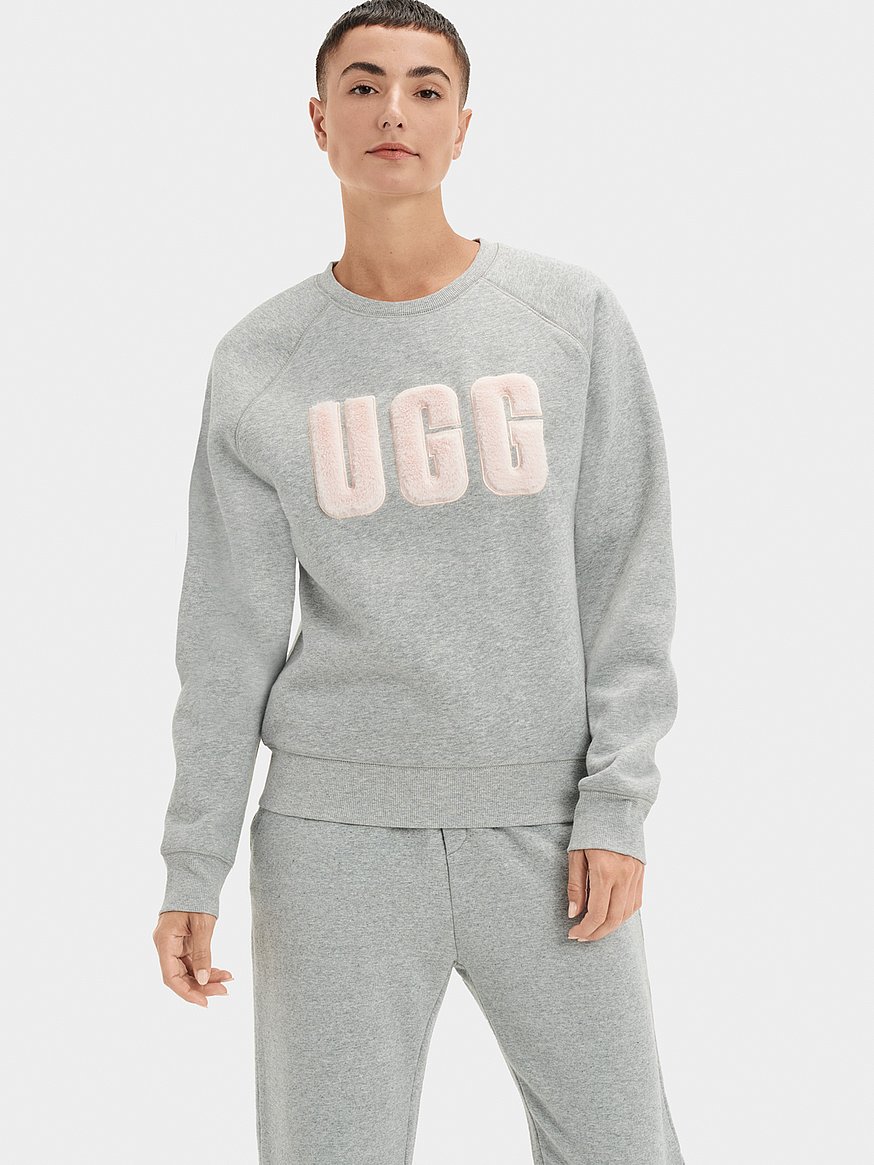 Thick Gray PINK UGG Logo crewneck online sweater XL