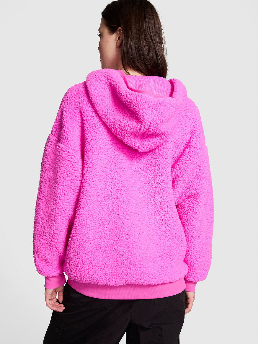 NEW Victoria’s outlet Secret PINK EVERYDAY FLEECE PINK BERRY ZIP-UP HOODIE~ XXL