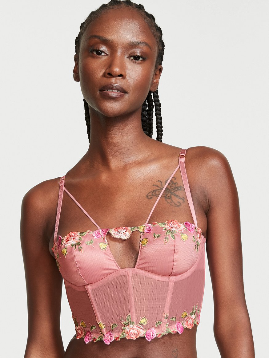 Buy Victoria's Secret Neon Peony Pink Lace Unlined Non Wired Corset Bra Top  from Next Luxembourg