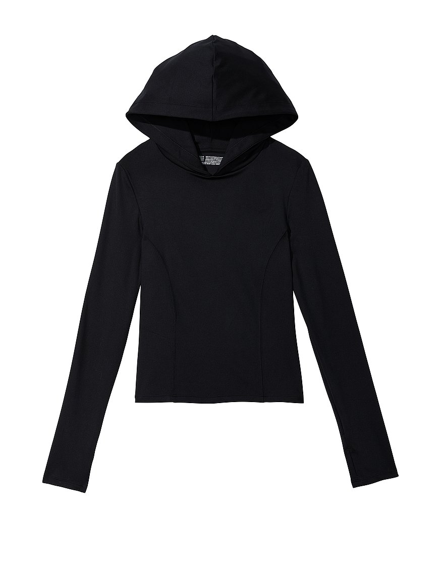 Essential Long Sleeve Zip-Up Top - Black