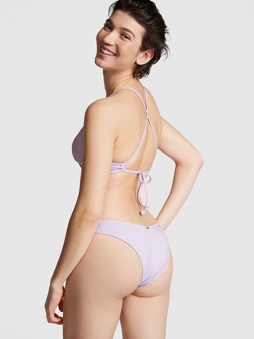 NEW VICTORIA'S SECRET Pink & White Stripe with Ruffle Bikini Bottom - Sz.  Small