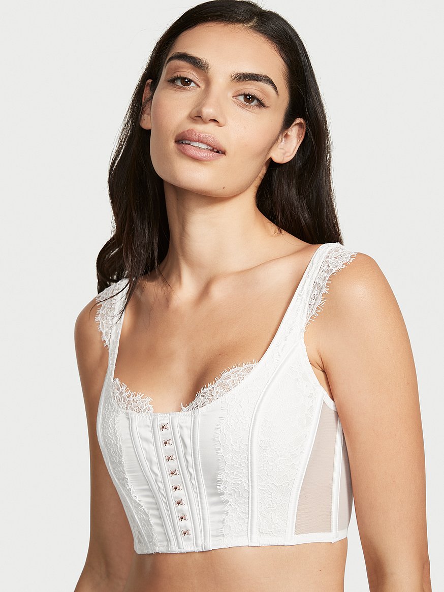 VS Dream Angel Unlined Sexy White Floral Bustier