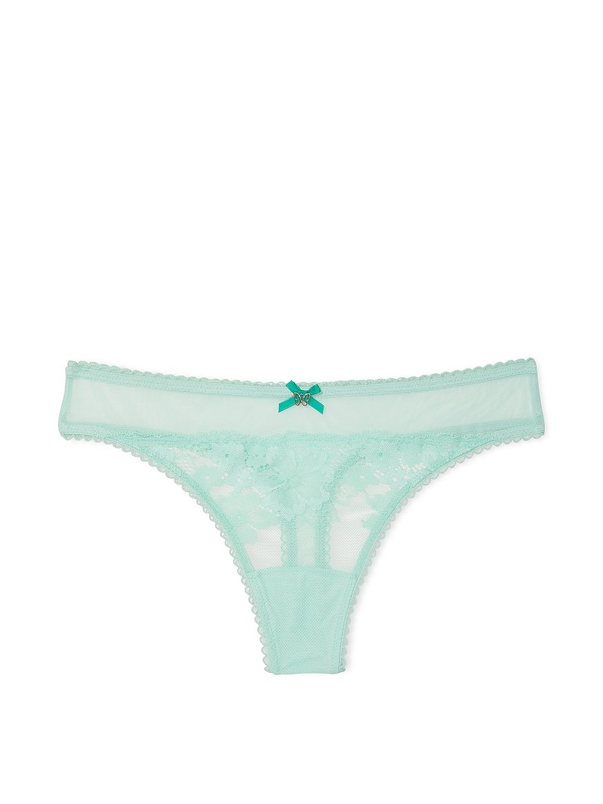 Lace-Front Mesh Thong Panty