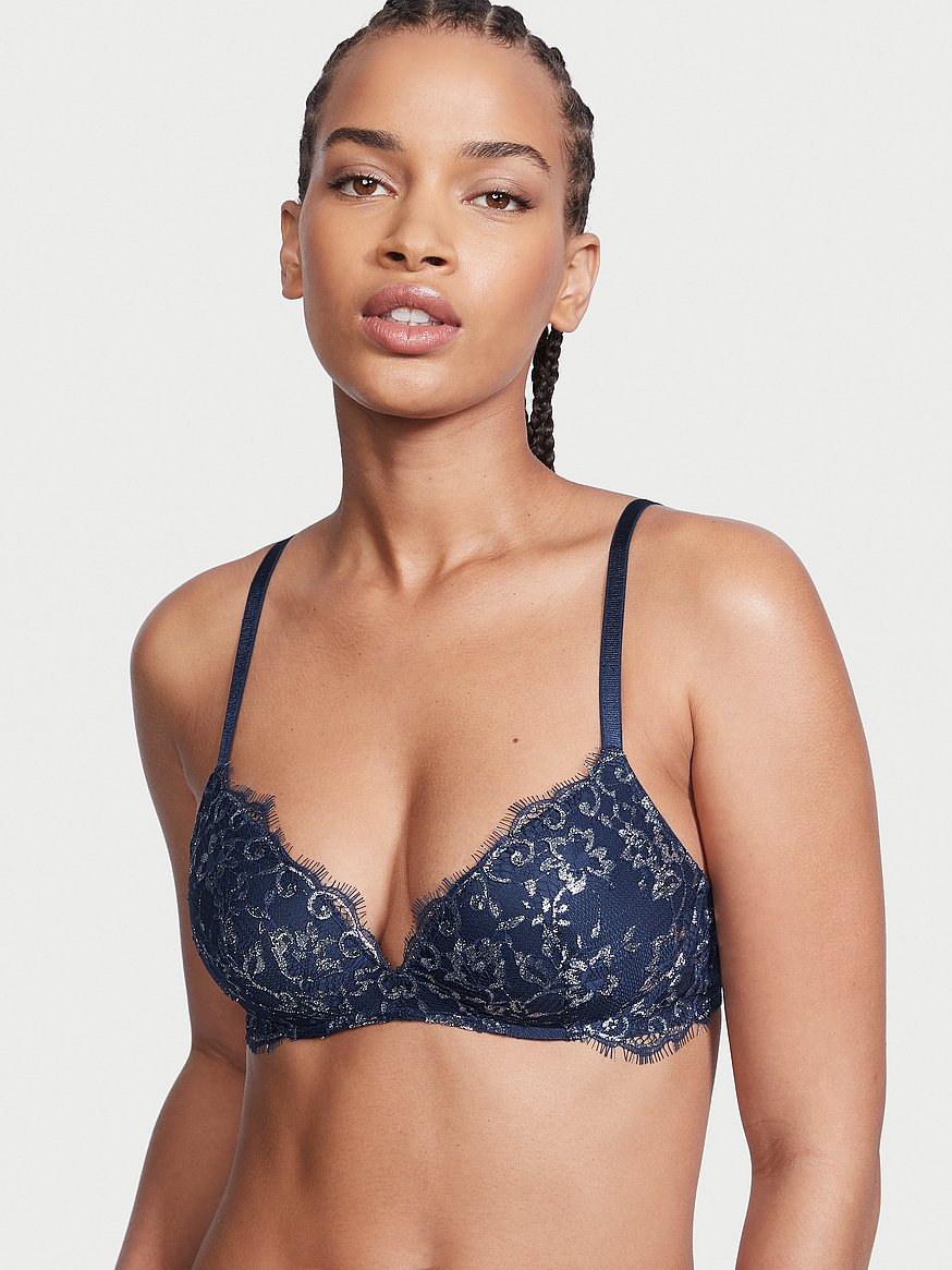 Victoria's Secret Navy Blue & Silver Dream Angels Lightly Lined
