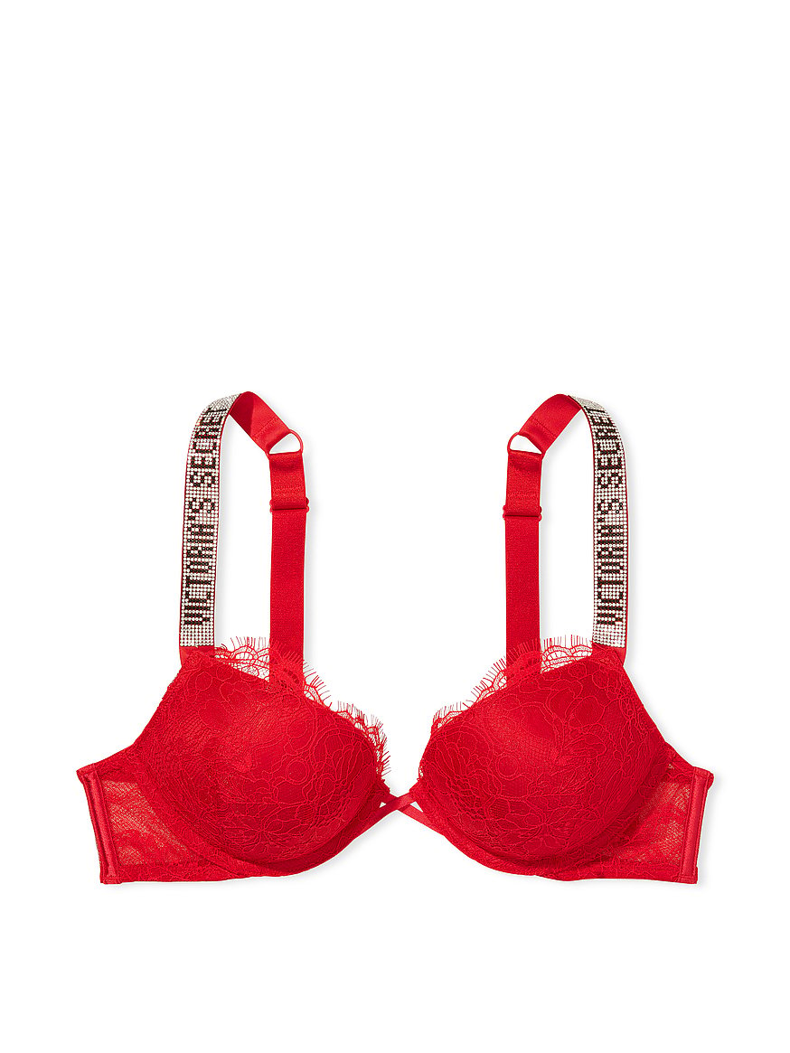 Victoria Secret Red Plunge Push up Bra Women's size 34DD