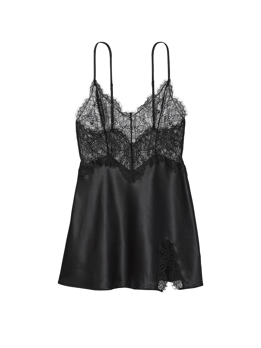 Black Satin Victoria's Secret Camisole, Top, Cami, Medium, Adjustable  Straps, Lace 