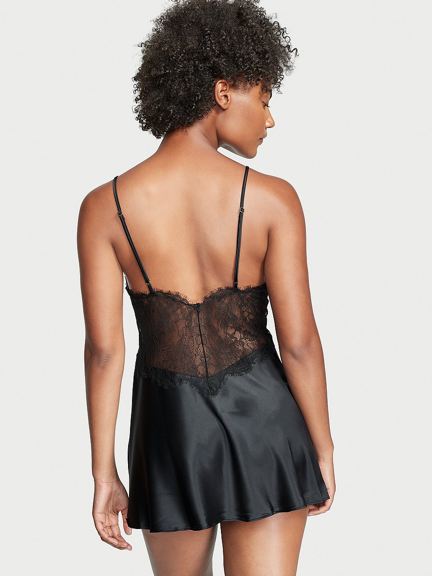Black Satin Victoria's Secret Camisole, Top, Cami, Medium, Adjustable  Straps, Lace 