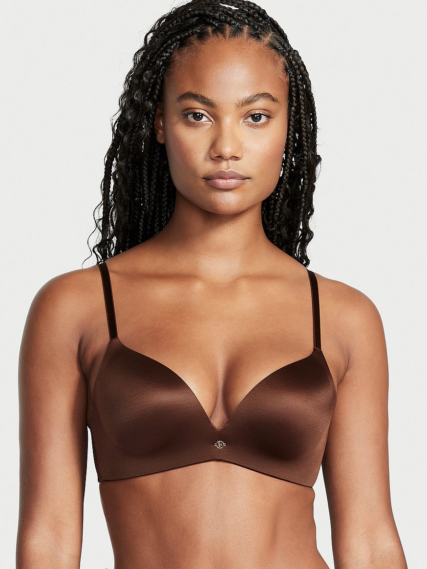 Wireless Padded Push-Up Comfort Bra with Plunge Neckline Movable Straps