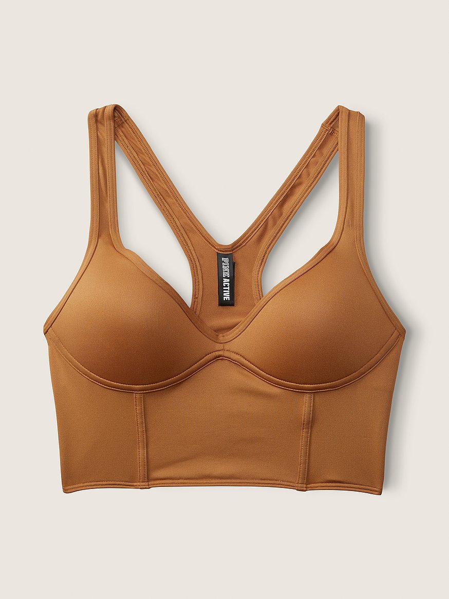 Victorias Secret PINK Ultimate Padded Push Up Active Sports Bra XLarge Brown