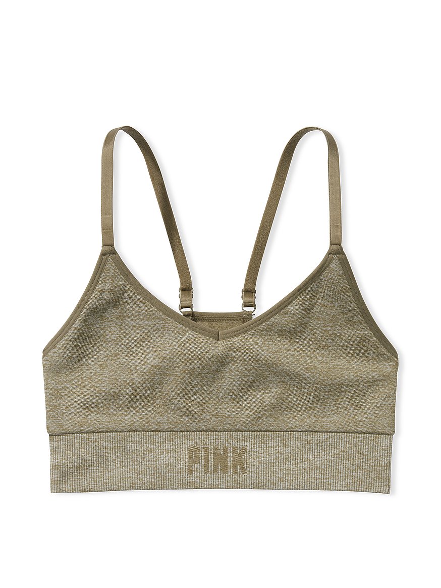 Victoria's Secret PINK Icy Lime Green Seamless Lightly Lined Low Impact  Racerback Sports Bra