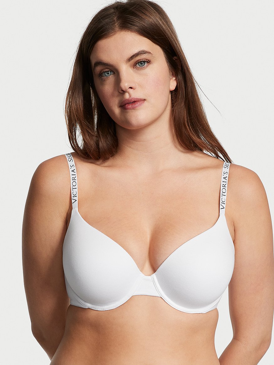 Front-Close Cotton Lightly Lined T-Shirt Bra with Lace Trim