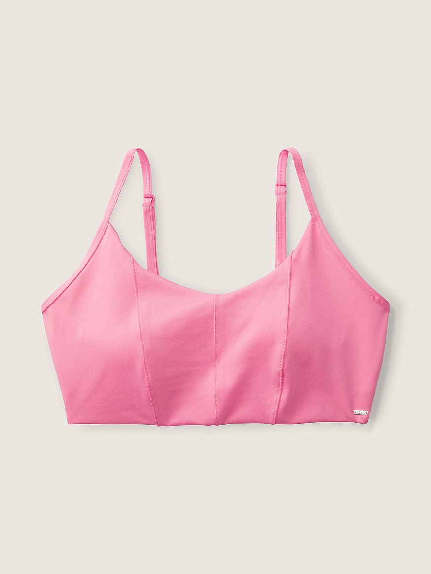 Finelylove Swimsuit Women Lightly Lined Sport Bra Style Bikini Pink L 