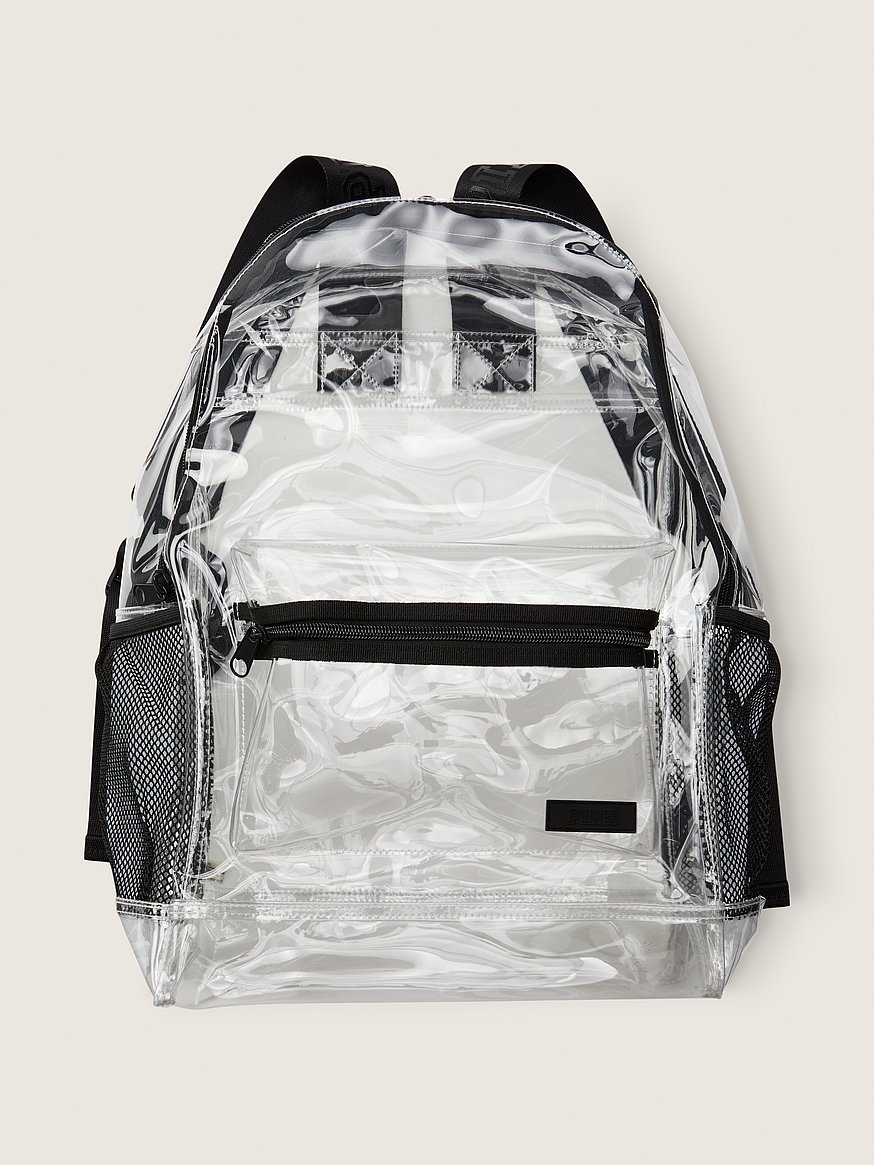 Pink brand clear backpack on sale