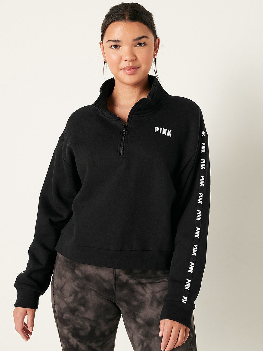 Fleece Quarter Zip Cropped Sweatshirt