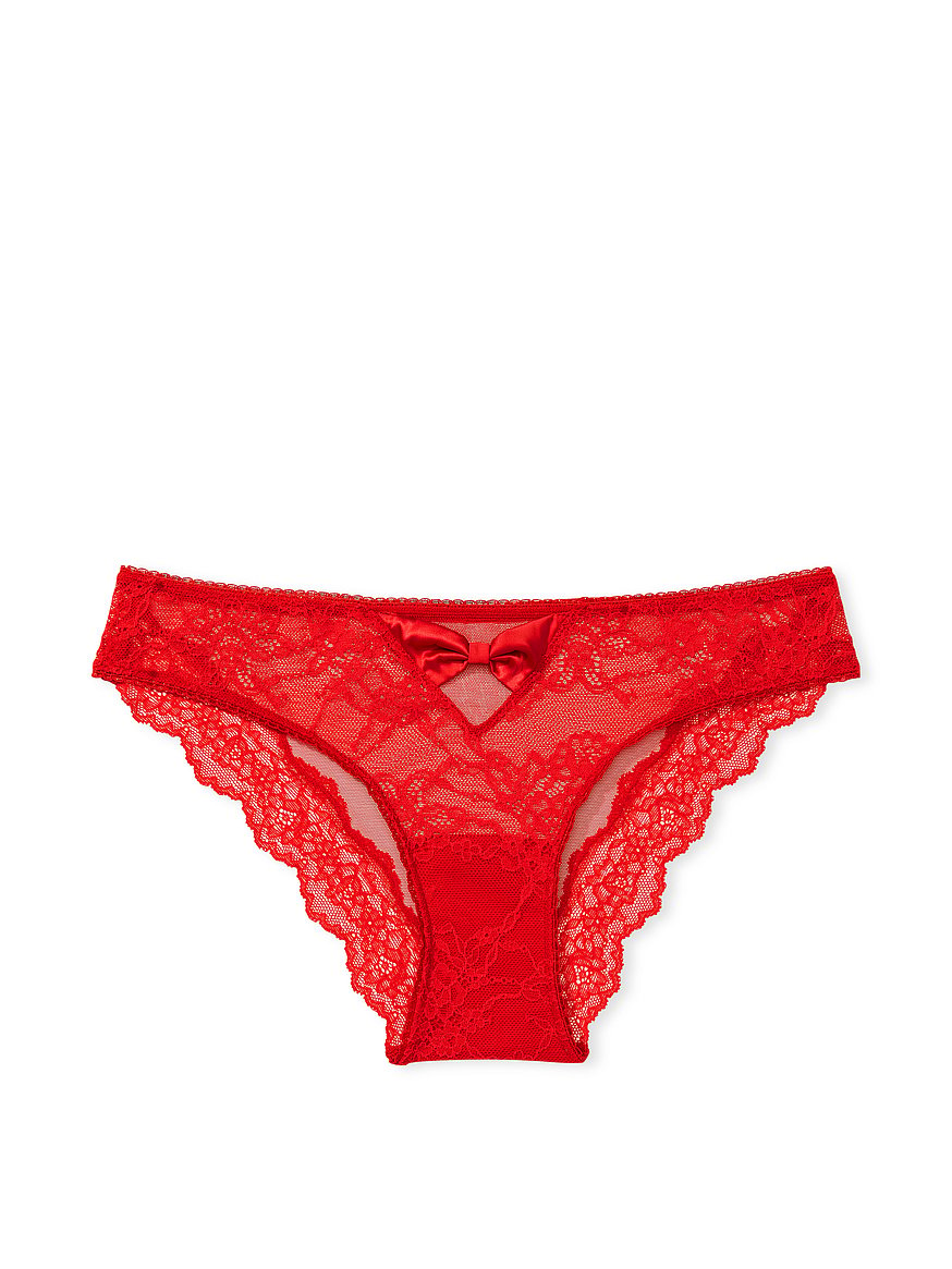 Romantic Corded Lace Brazilian Knickers in Red