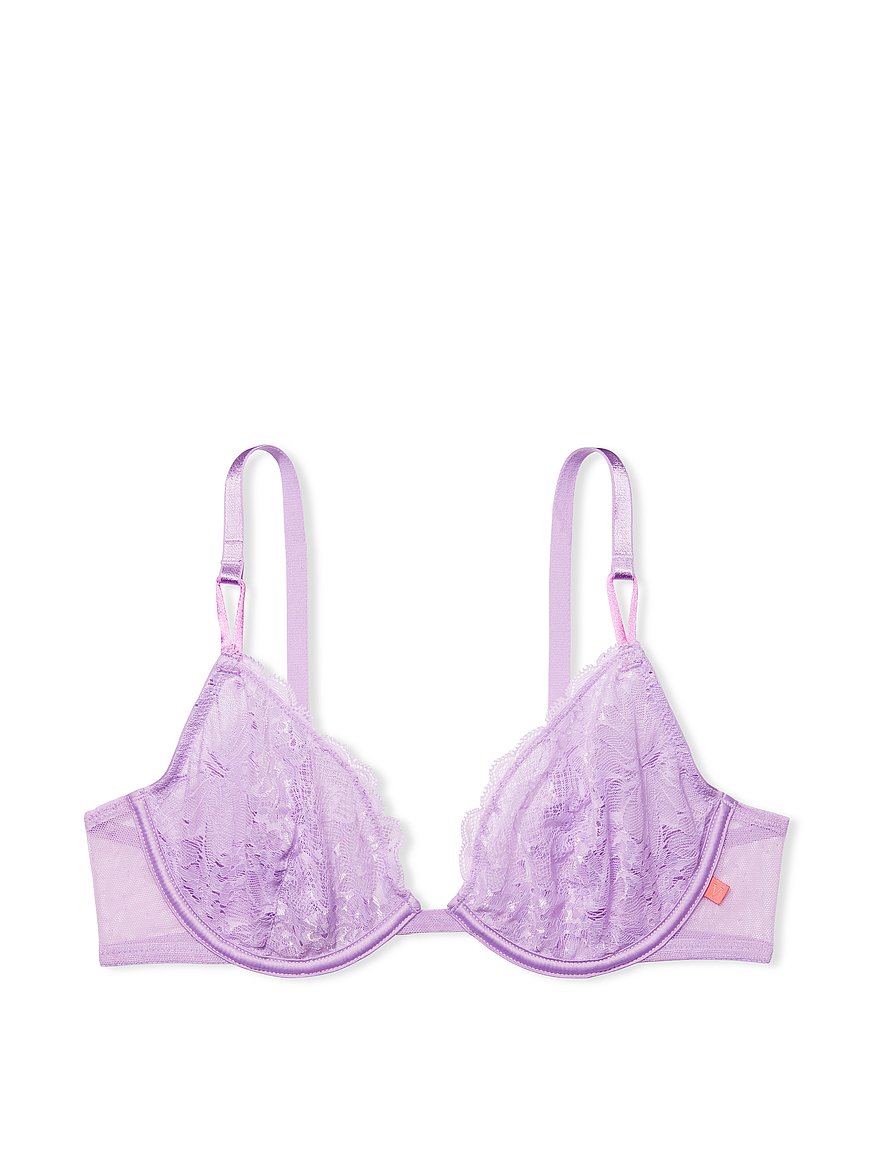 Victoria's Secret Lace & Rhinestone Padded Demi Underwire Bra - 32B, Red  #6354
