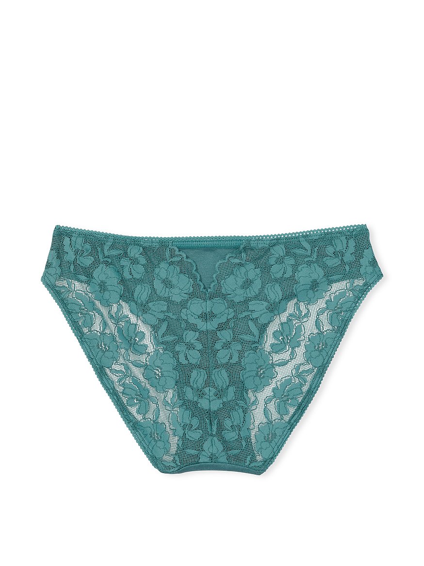 Cotton and Lace Trim Cheeky Panty - Sage