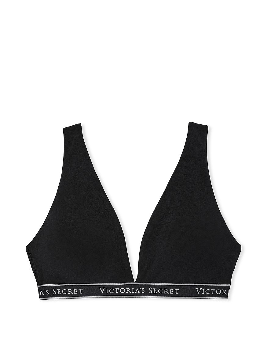 Victoria's Secret Black Lace Wireless Non Padded Bralette Gold V Charm  Large - $19 - From Kimberly