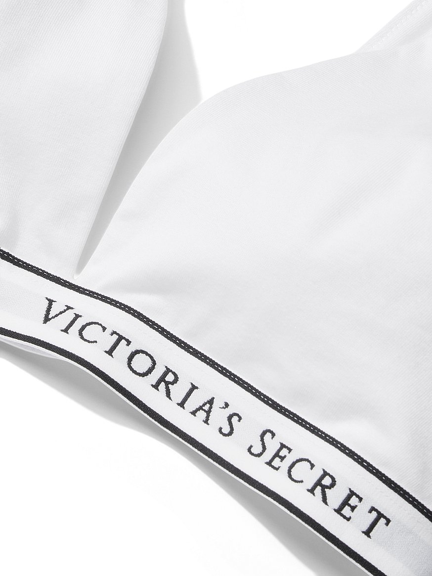 Top Logo Cotton Scoop Bralette Faded Denim Victoria's Secret - Bia