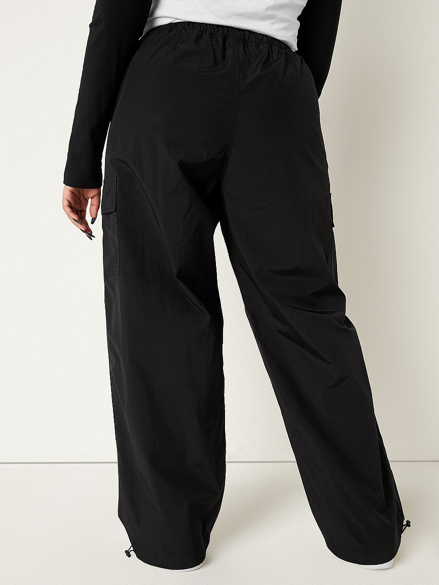 PLT Shape Black Cargo Pocket Detail Wide Leg Sweatpants