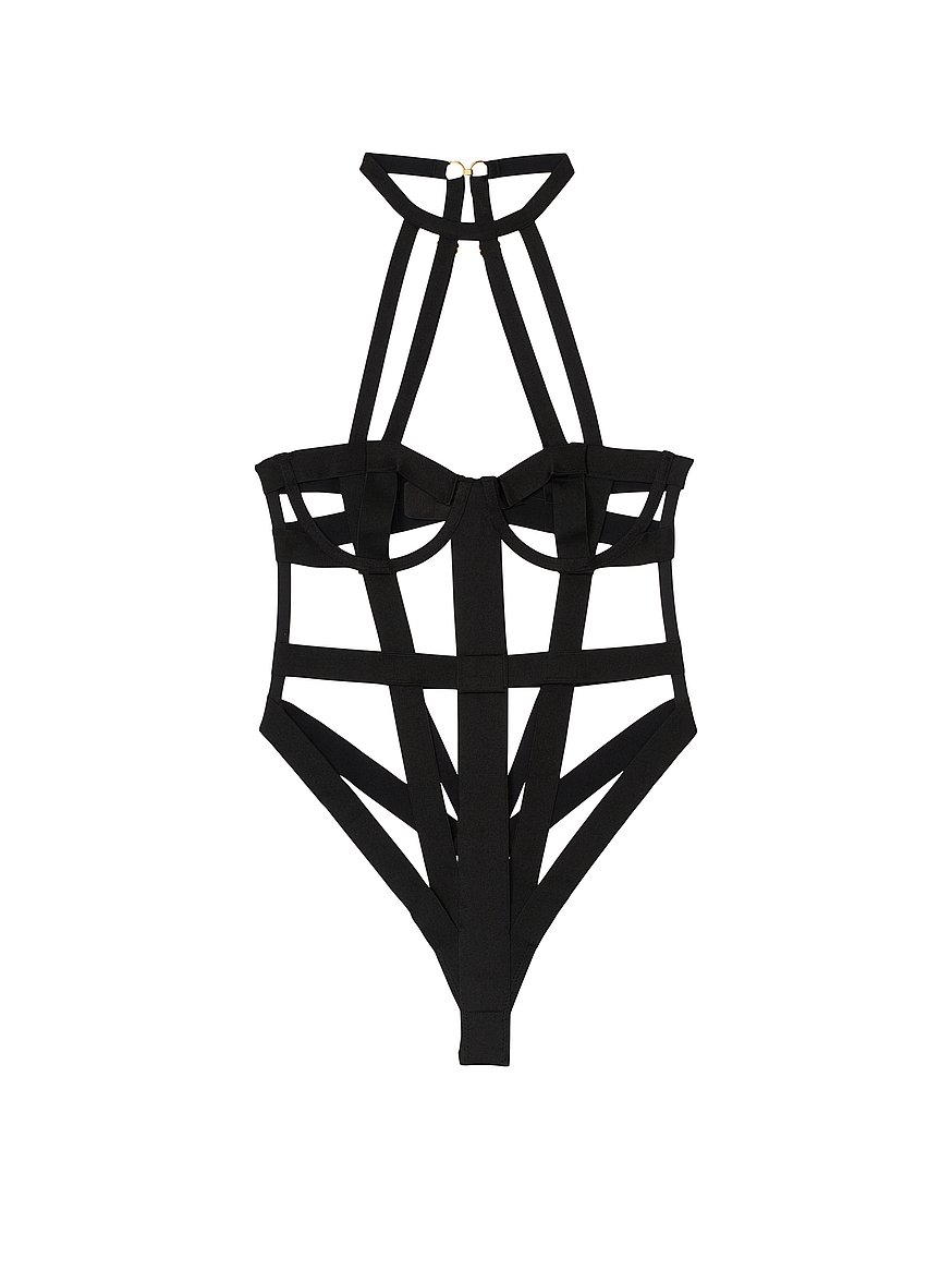 Victoria’s Secret Very outlet Sexy Bondage Strappy Teddy Black Large NEW