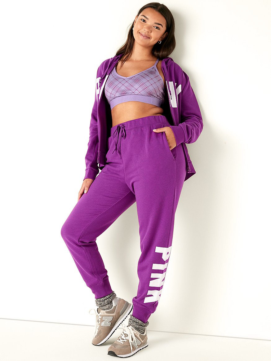 Victoria Secret PINK Ribbed Leggings & Sports Bra Set Dark Purple Maroon  Sm/Lg