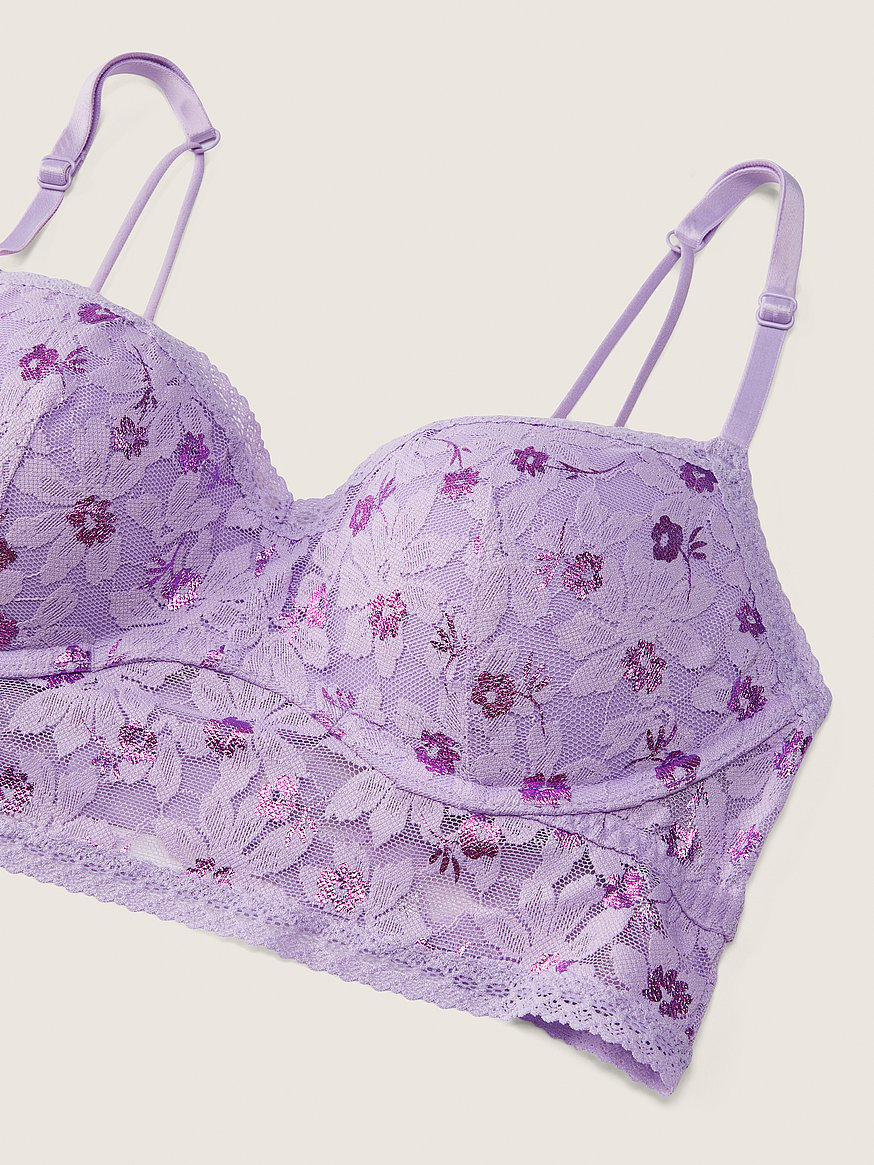 Victoria's Secret PINK Soft Jade Purple Lace Wired Push Up Bralette