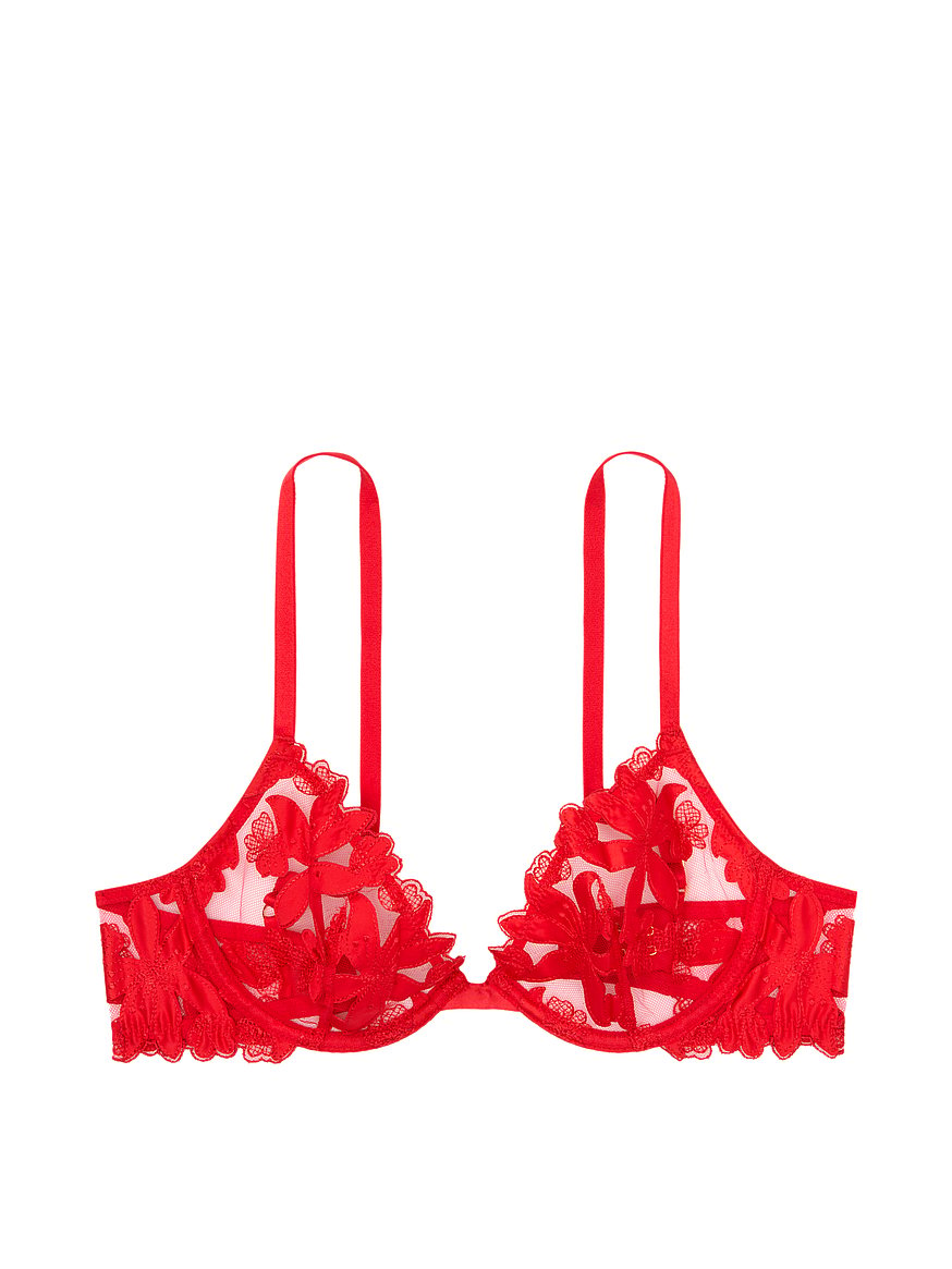 Victoria's Secret VERY SEXY 2 Piece Unlined Floral Embroidered Demi Bra Set
