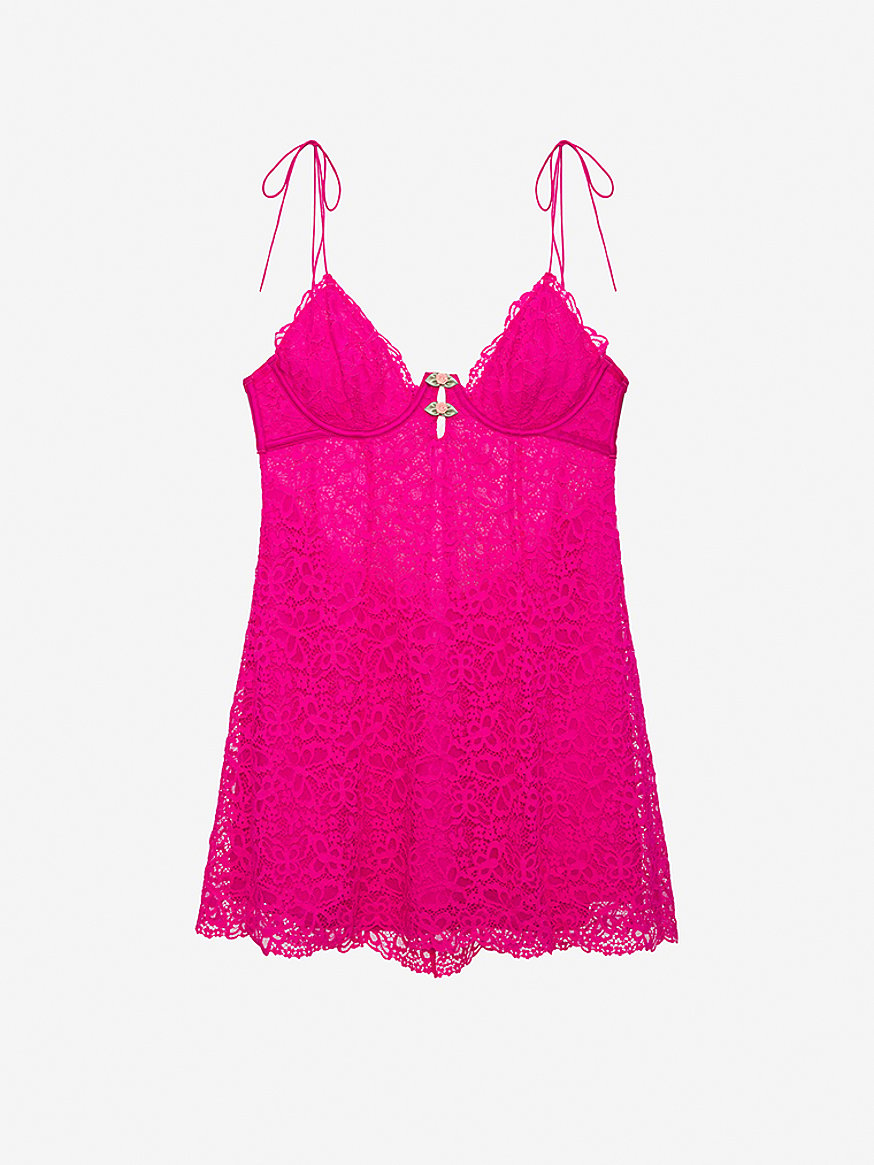 Victoria's Secret The Lacie Fuchsia Lace Slip – Thrifted by ACG