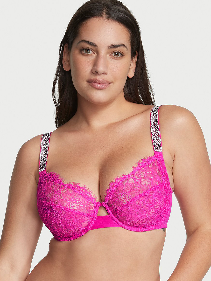 Buy Victoria's Secret Purest Pink Lace Shine Strap Push Up Bra from Next  Finland