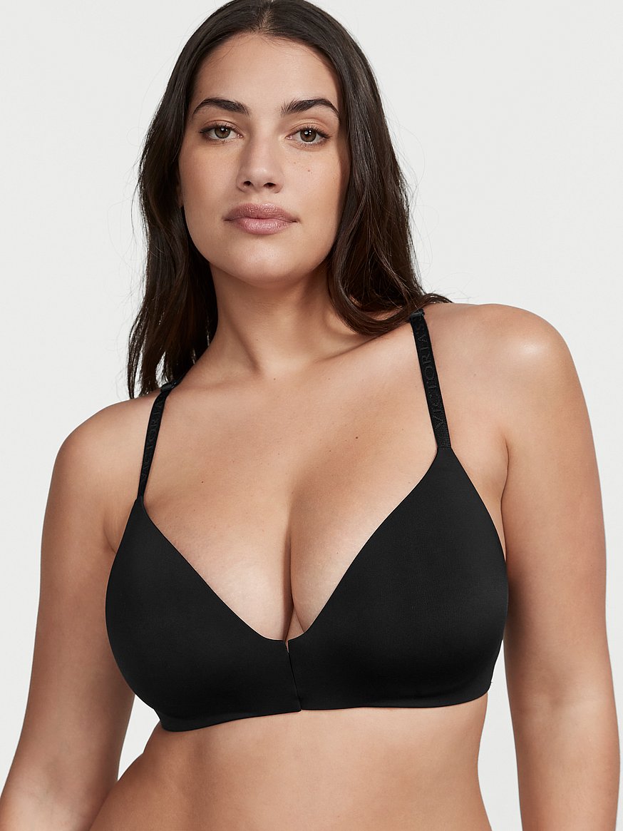 Buy Victoria's Secret Black Smooth Logo Strap Lightly Lined Non Wired T-Shirt  Bra from Next Luxembourg