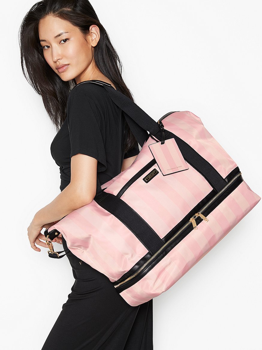 Victoria Secret Black Travel Panty and Bra Carry Satin Case Bag
