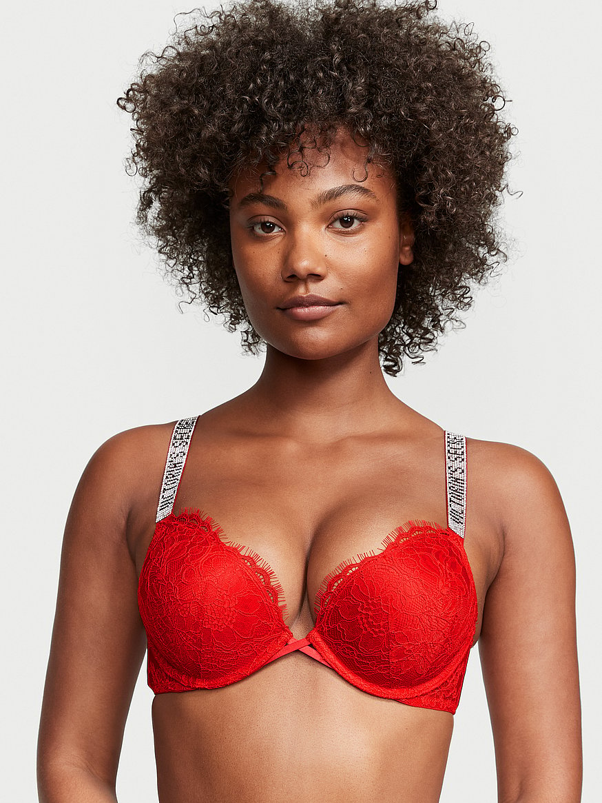 Victoria's Secret Bombshell Add-2-Cups Lace Shine Strap Push-Up