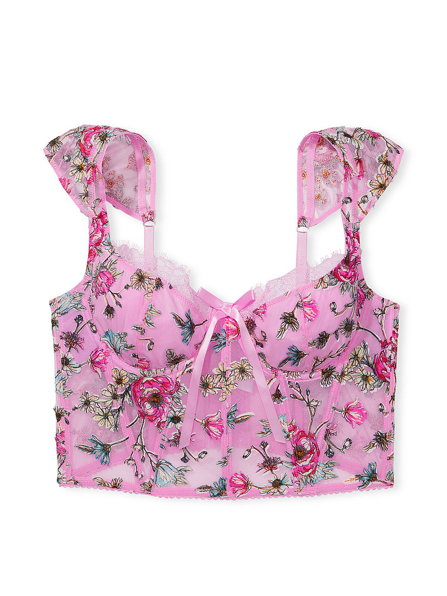 Unlined Floral Heart Embroidery Corset Top by Victoria's Secret in Kuwait
