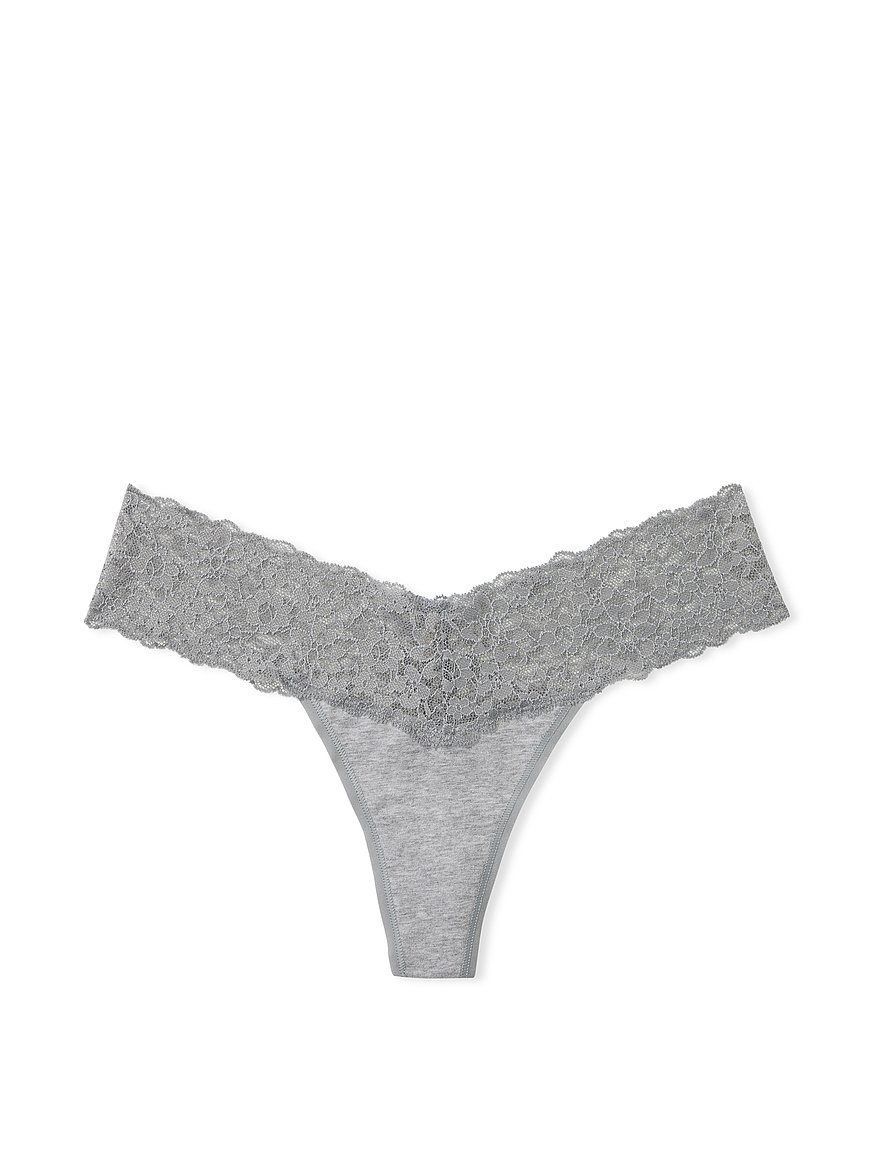VS pink cotton thong Panty BRAND NEW SIZE small heathered grey