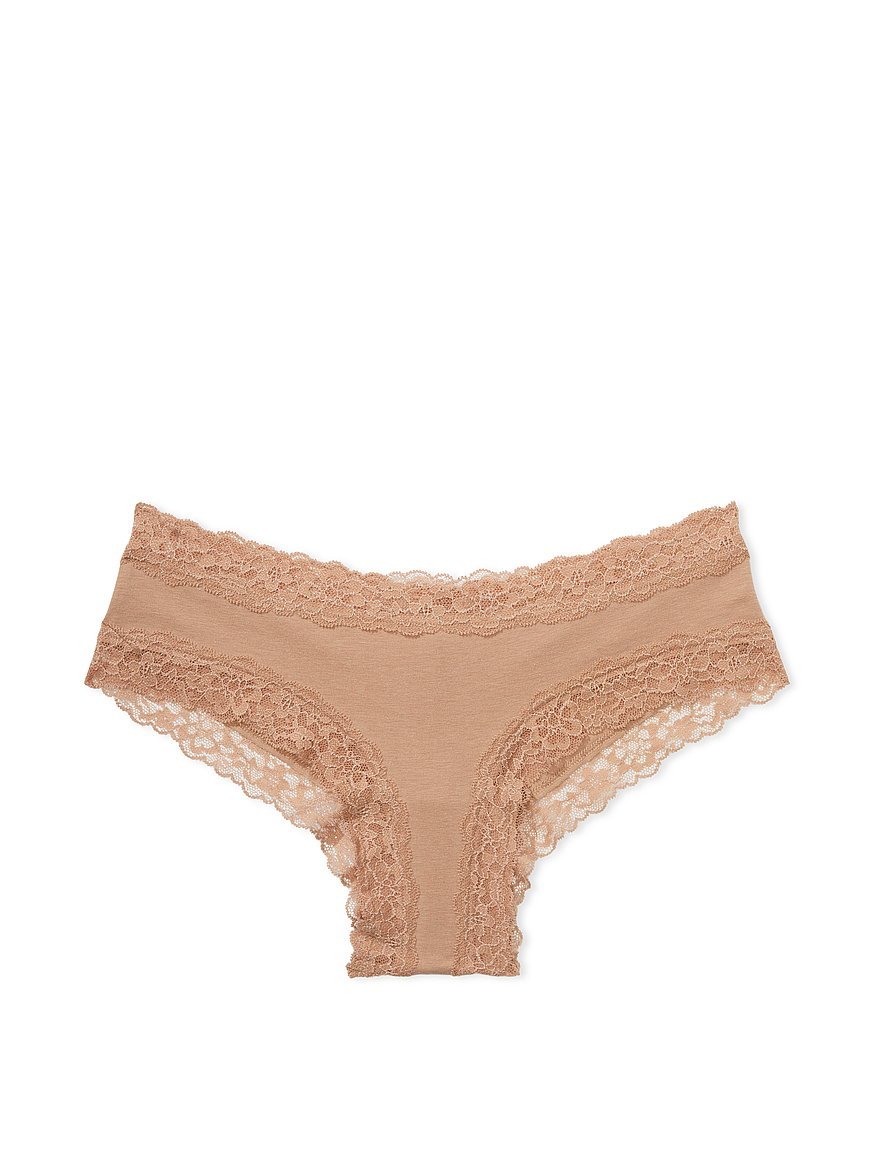 Shimmer Lace-Waist Cotton Cheeky Panty