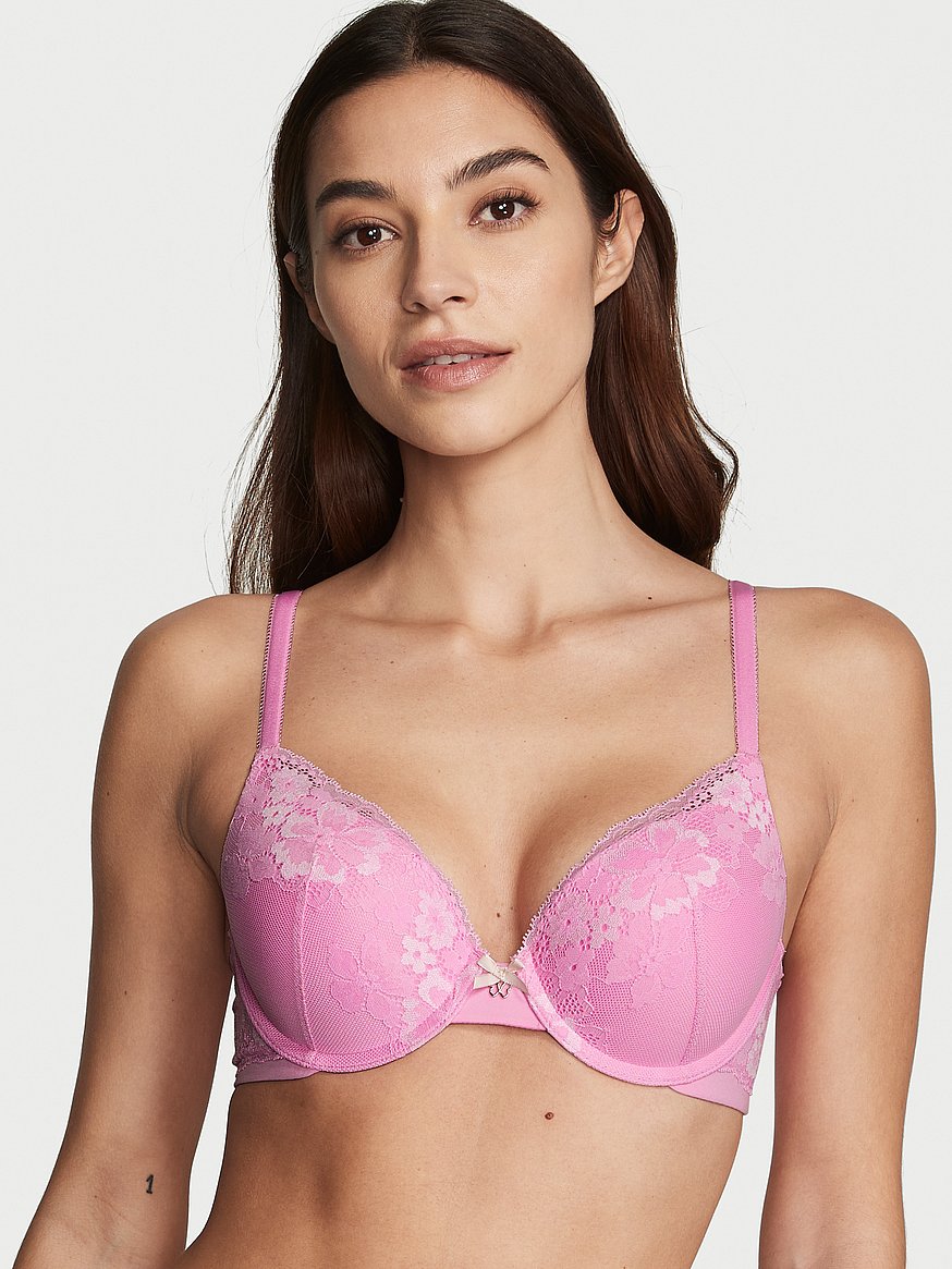 Victorias Secret Perfect Shape Push Up Bra, Full Coverage, Lace, Padded,  Bras For Women, Body By Victoria Collection, Green