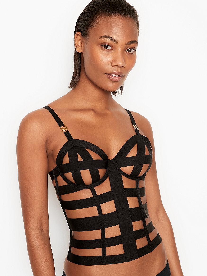 Victoria’s Secret Very outlet Sexy Bondage Strappy Teddy Black Large NEW