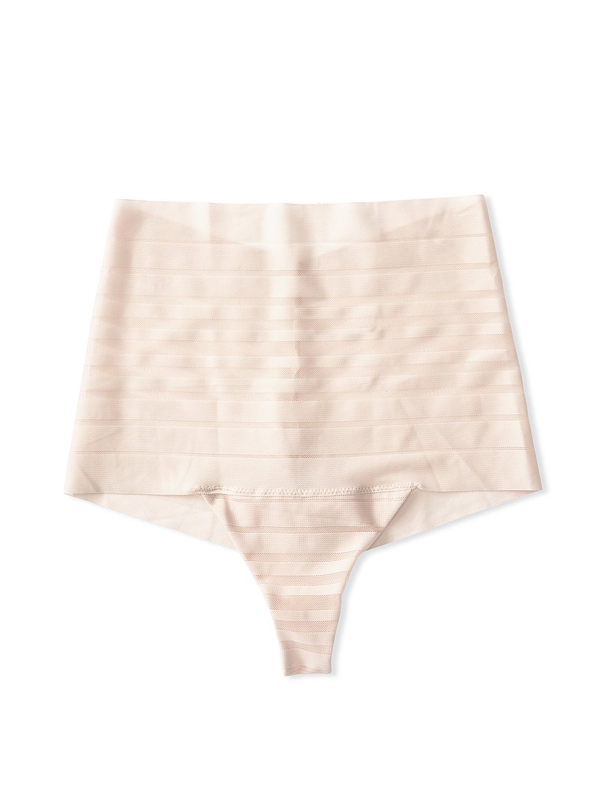 Buy Slimming Lace Stripe High-Waist Thong Panty - Order Shapwear