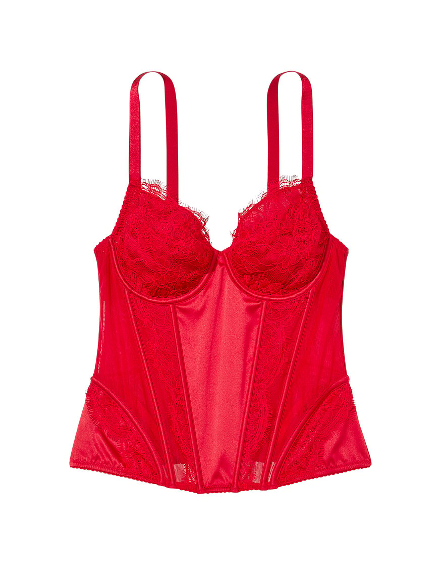 Buy Victoria's Secret Lipstick Red Lace Unlined Corset Bra Top from Next  Sweden