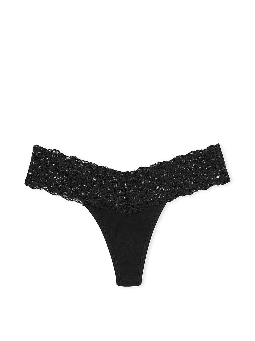 Buy Lace Waist Cotton Thong Panty - Order Panties online 5000000044 -  Victoria's Secret US