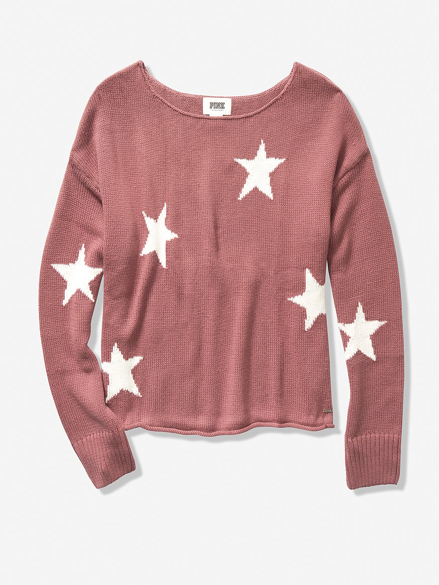 VS PINK BLING OFF hotsell THE SHOULDER SWEATER