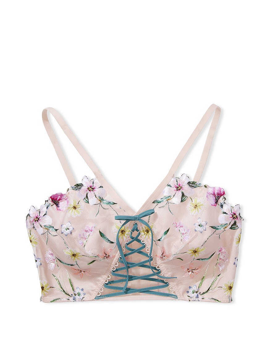 NIP DREAM ANGELS Unlined Bra Top Bustier Coconut White Floral
