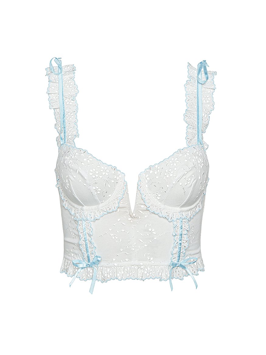 For Love and Lemons Sophie Eyelet Bustier 2024 White