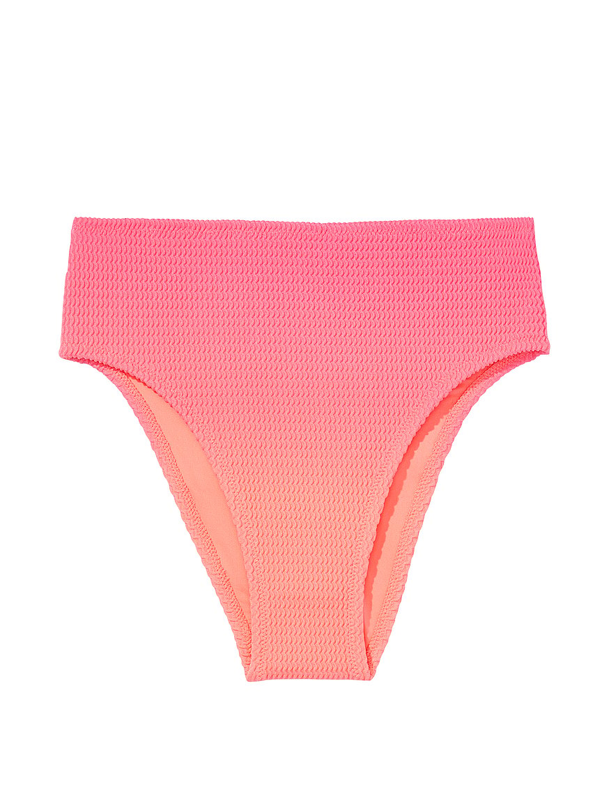 Pink Ribbed Bikini Bottoms - High-Cut Swim Bottoms - Ribbed Swim