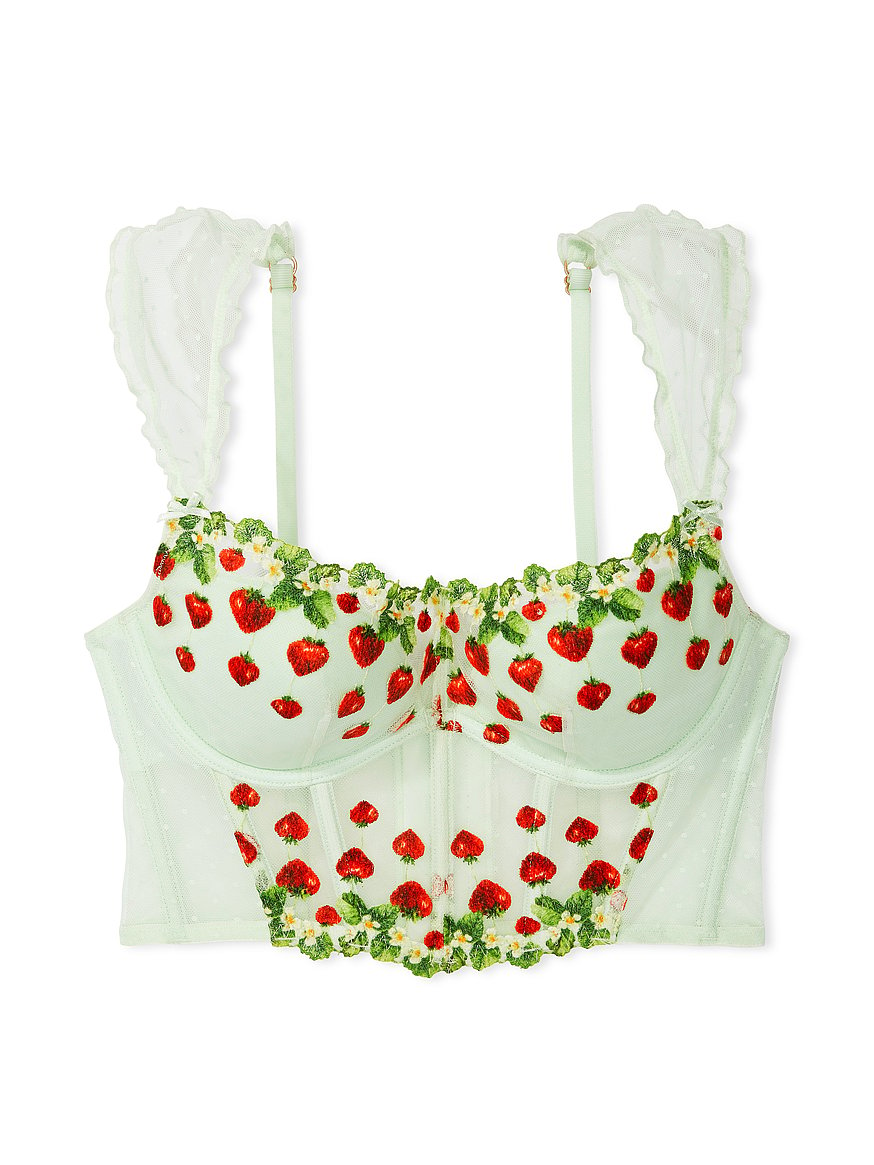 Victoria's Secret Victoria's Secret Strawberry Embroidery Cap-Sleeve Corset  Top 89.95