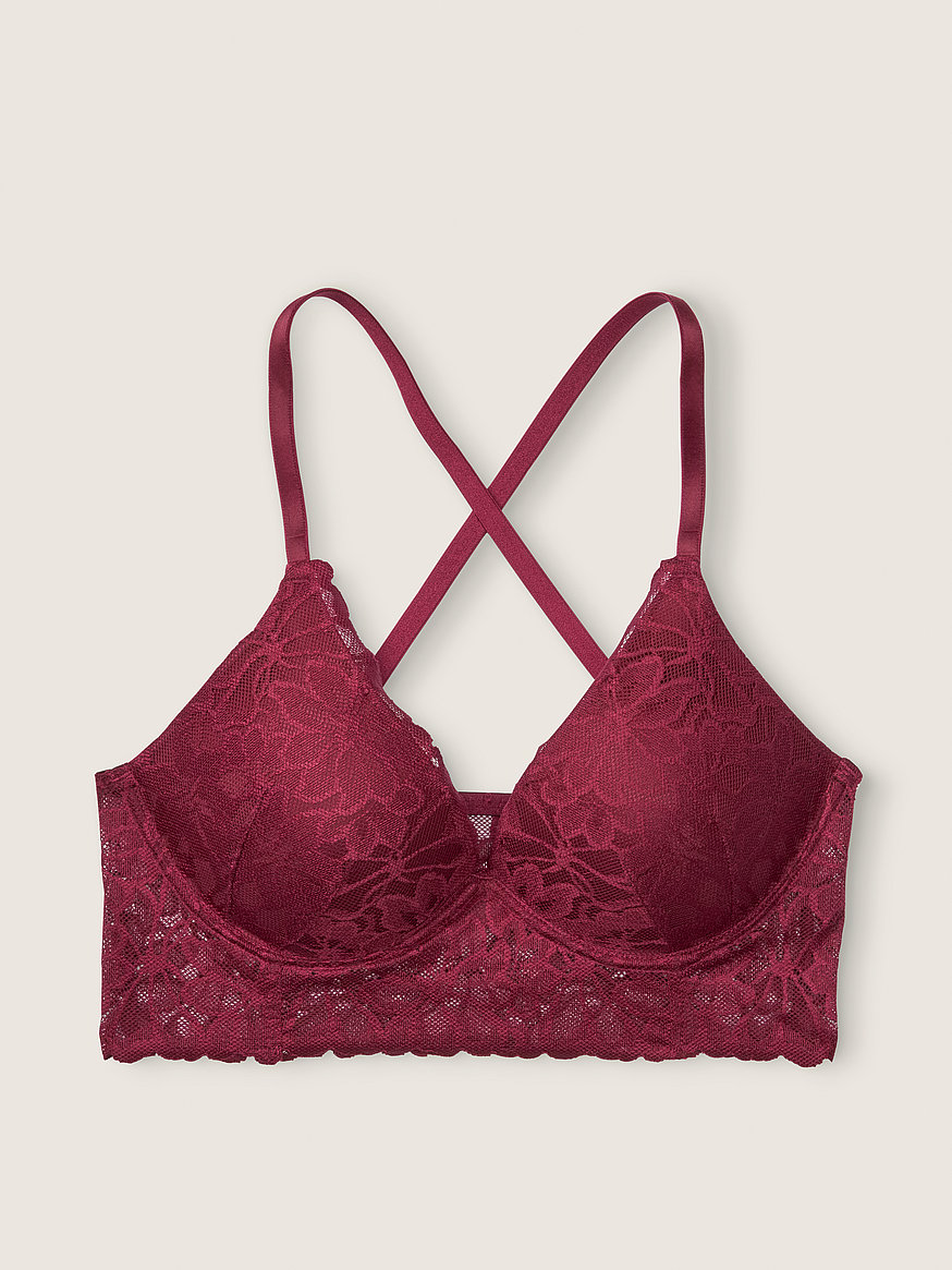 Lace Triangle Bralette Burgundy/Candy Pink • Understatement Underwear