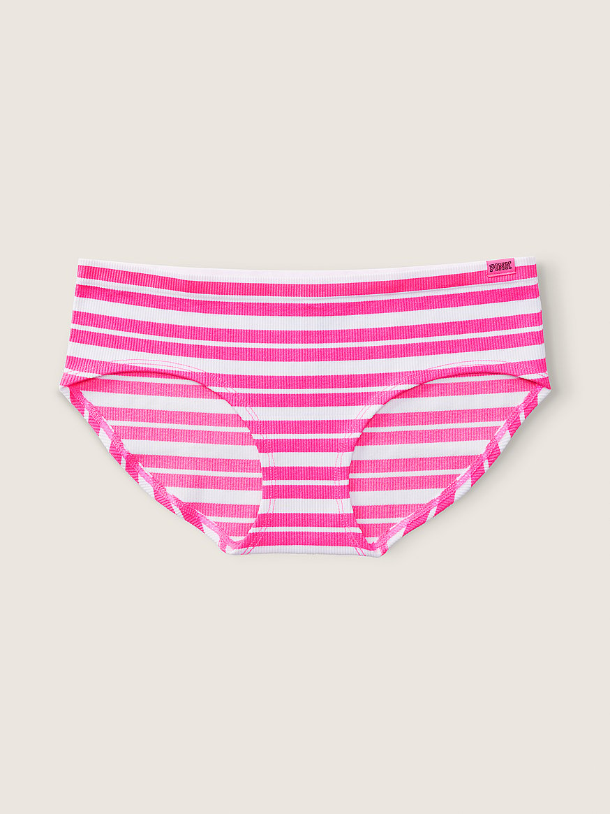 Victoria Secret Panty Thong Small White Pink Logo Solid New