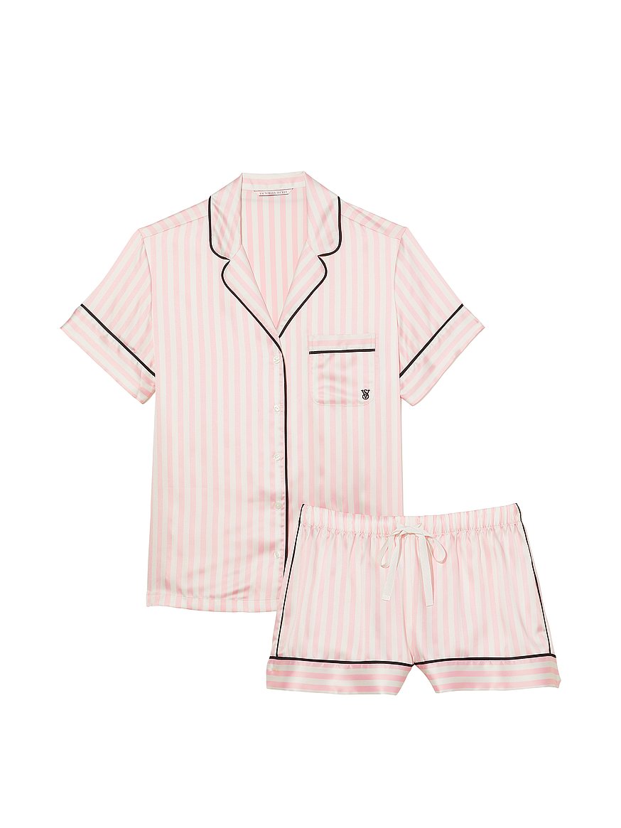Hudhud - Markano Satin Bra Shorts Pajamas Set Pink