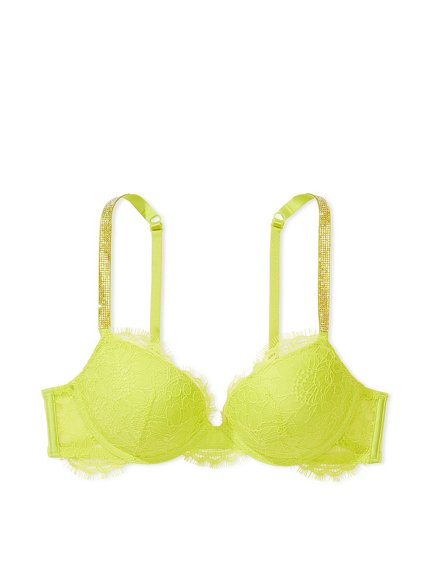 Victoria's Secret Green Yellow Pink Lacy Push Up Bra 34B